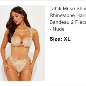 Nude/ Gold Shimmery Rhinestone Bikini Set